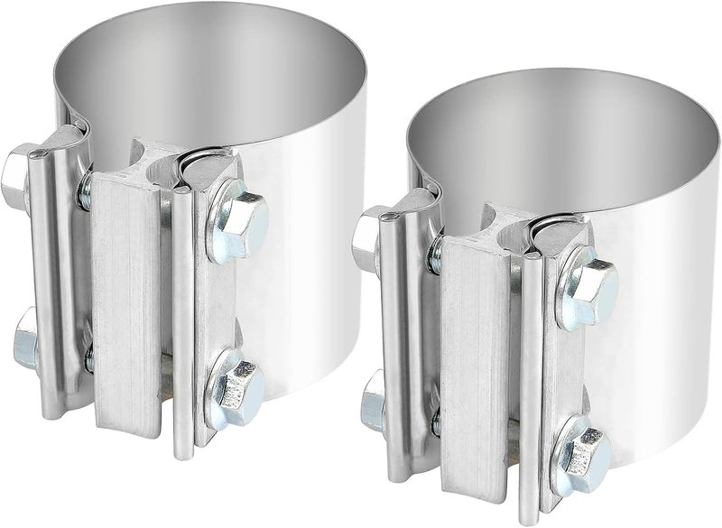 DOCAS 3 Inch 2 x Butt Joint Exhaust Band Clamp Sleeve Stainless Steel 2pcs - Image 3